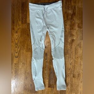 Gymshark Seamless Light Gray Leggings Logo Waistband Gym Training Pants Size L